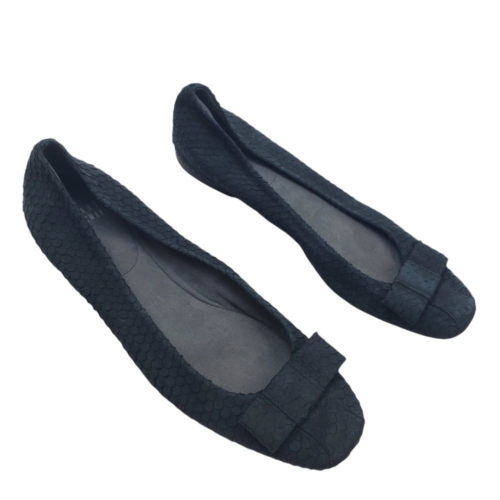 Stuart Weitzman Fish Scale Flats Bow Slip On Shoes